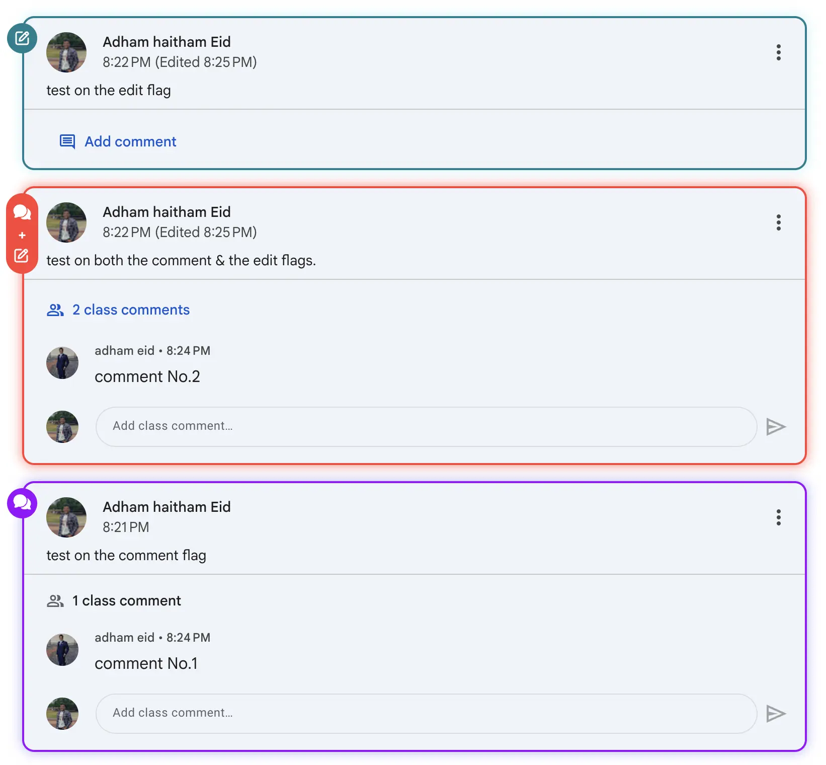 CQD flags showing edited and commented posts